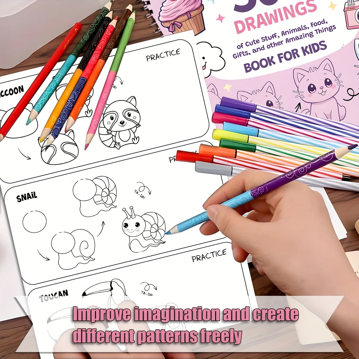 Comment dessiner tout pour les passionnés de peinture, 300 dessins simples pas à pas mignons de choses adorables, animaux, nourriture, cadeaux