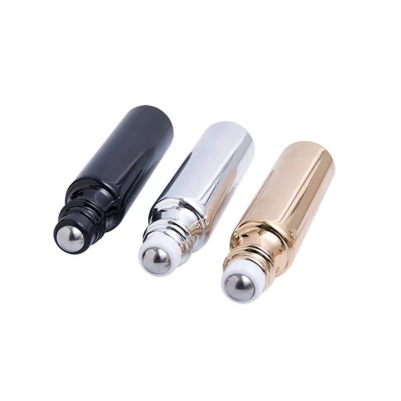 Bouteilles à roulettes d'huile essentielle en verre or/noir de 10ml, 200 pièces, avec boules à roulettes en métal, parfums rechargeables, baumes à lèvres, bouteilles à rouler