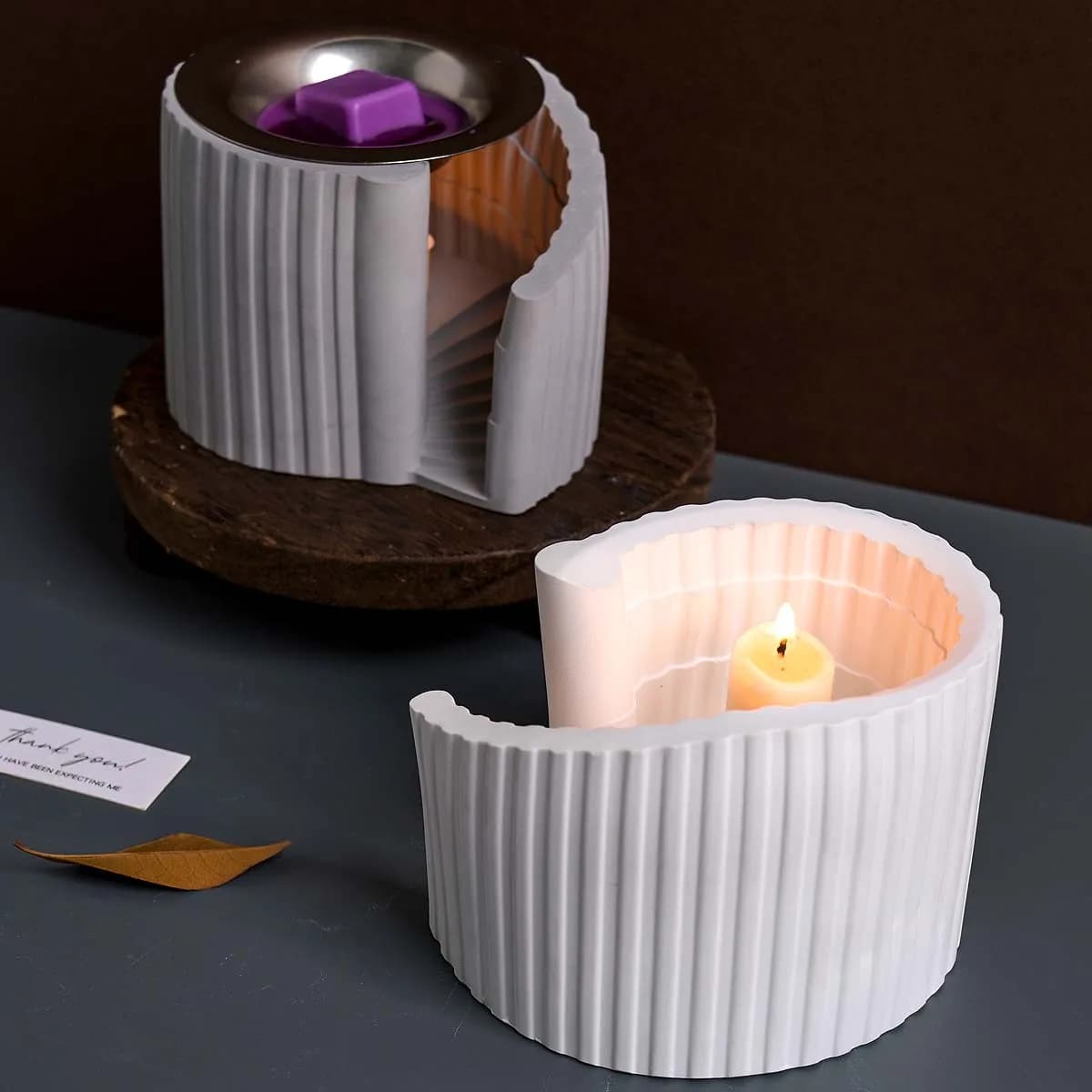 Brûleur d'huile essentielle en béton, moule en Silicone, bricolage fait à la main, escalier en spirale, bougeoir, plâtre, résine, moulage artisanal