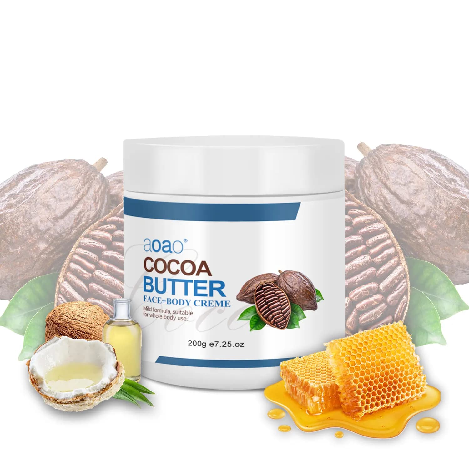 Crème pour le corps au beurre de karité - Formule au beurre de coco et au cacao, adaptée à tous les types de peau, hypoallergénique à la vitamine E