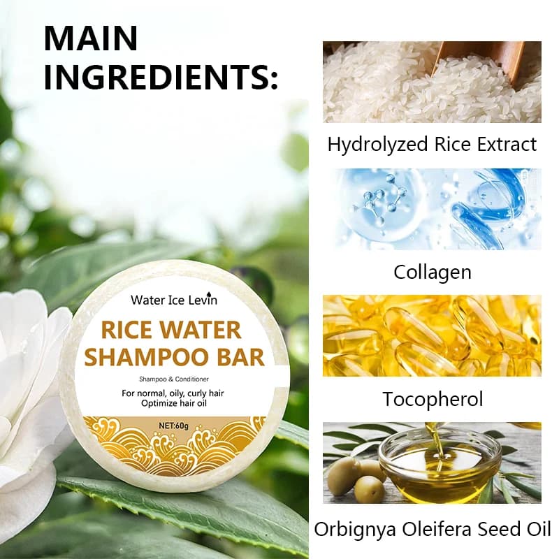 Shampoing au Riz Biologique de Regina, Barre de 60g, Sans Huile, Conditionnement, Eau, Nourrissant, Anti-perte, Croissance des Cheveux, 10000