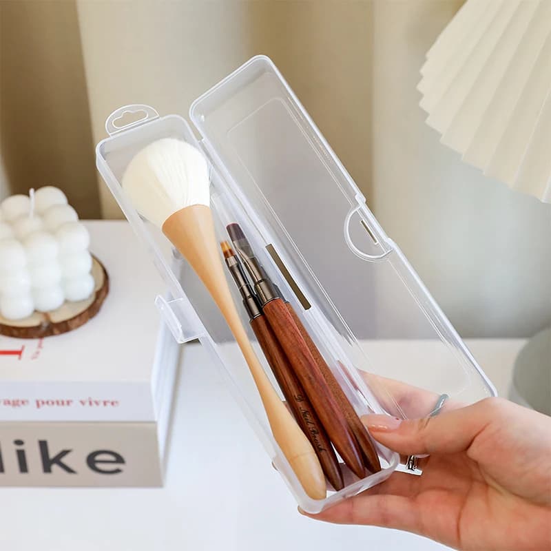 Boîte de rangement pour pinceaux de maquillage, boîtes de rangement portables multifonctions pour outils de beauté, anti-poussière et étanche à l'humidité, boîte pour pinceaux cosmétiques