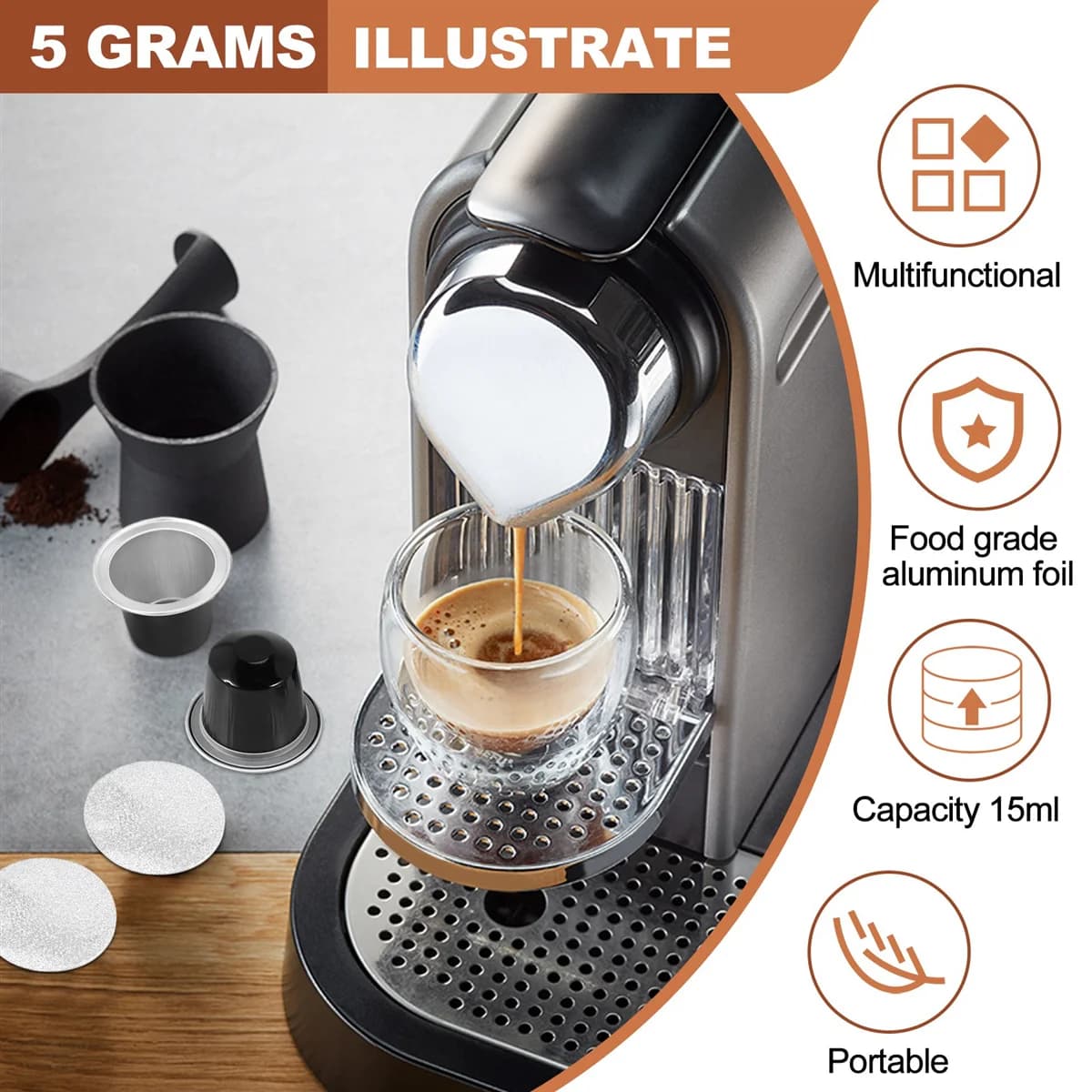 Capsules de café de poulet illables quotidiennes, tasse d'emballage, 73 fournitures pour un café ou un expresso noir, 50 ensembles