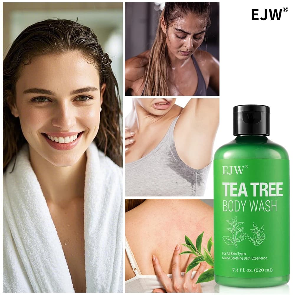 Gel Douche EJW Tea Tree Anti-Odeur, Élimination de l'Acné du Dos, Hydratation Longue Durée, Équilibre de la Barrière Cutanée, Nettoyant Corporel.