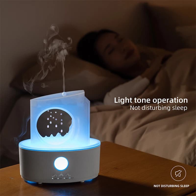 Zen Rain Clouds Diffuseur d'arôme Humidificateur d'air ultrasonique Machine d'huile essentielle pour la décoration de bureau à la maison avec 3 lampes colorées