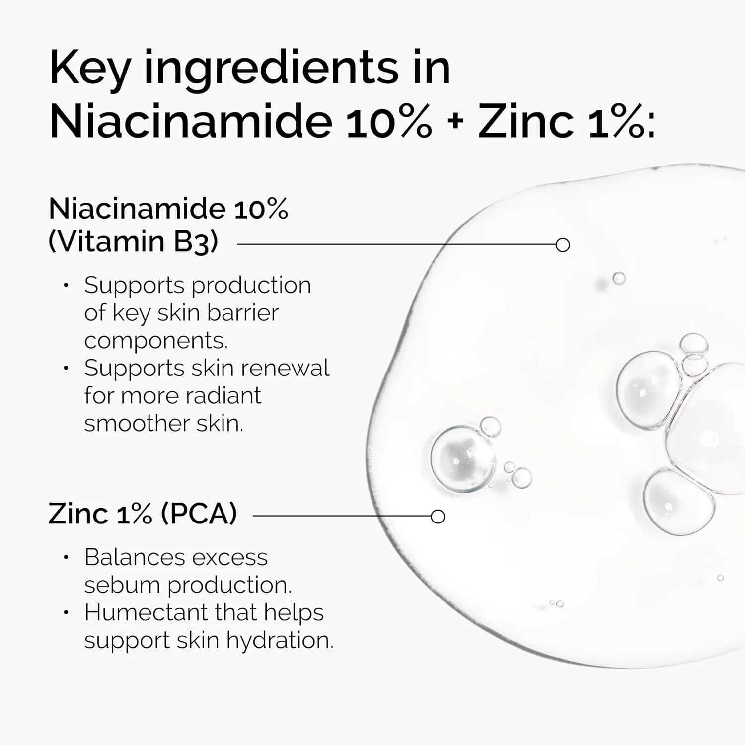 Sérum facial 10% Niacinamide 1% Zinc 30ml, soin de la peau doux, équilibrant, affinant les pores, hydratant, lissant, pour tous types de peau