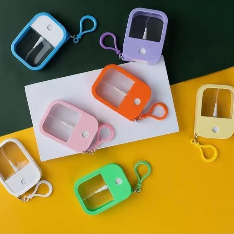 1 flacon vaporisateur de 38 ml, petit désinfectant parfumé végétalien pour les mains avec porte-clés, flacon de voyage pour parfum, alcool ou eau