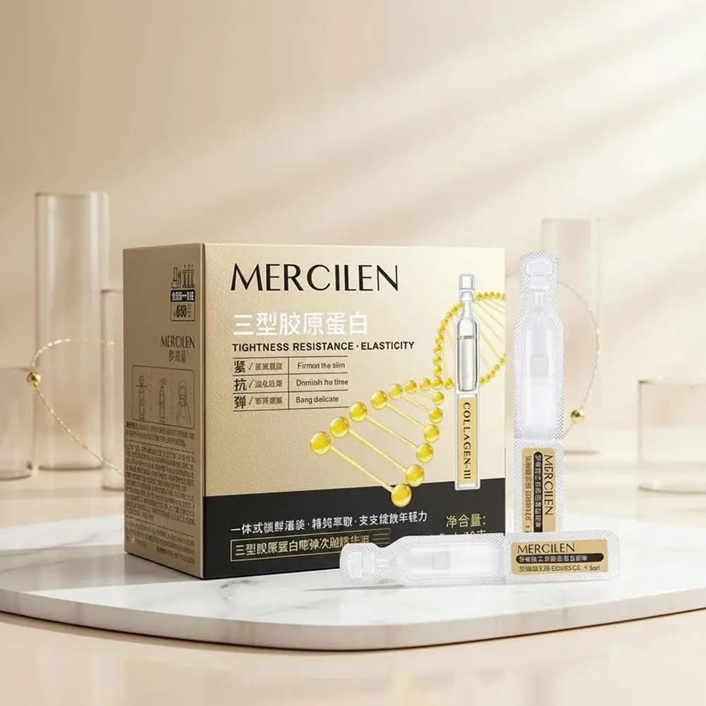 Boost d'hydratation quotidien avec des ampoules de collagène de type III et d'acide hyaluronique favorisant une texture de peau lisse et confortable