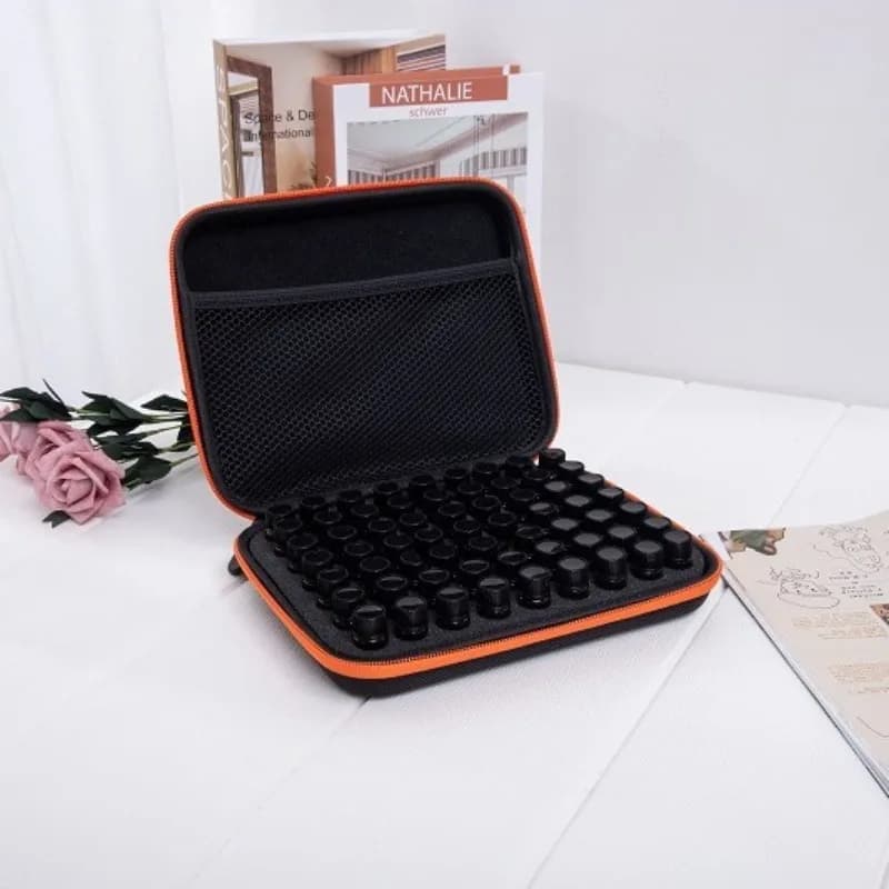 63 bouteilles de boîte d'huile essentielle 1-3ml, sac de collecte d'huile essentielle, sac de rangement portable, bouteille de parfum, mallette de transport de voyage