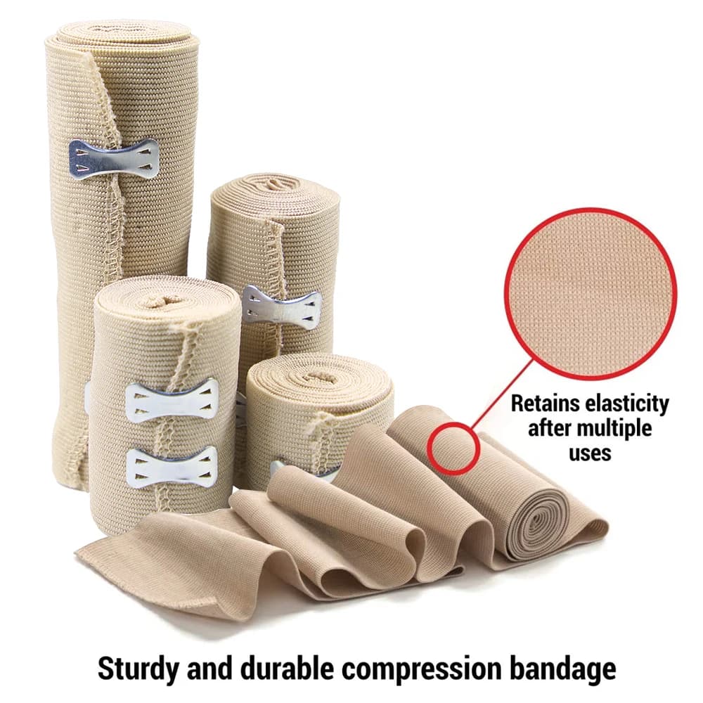1 rouleau de bandage élastique de qualité supérieure – Bandage à compression solide avec clips supplémentaires pour le sport, les entorses, le poignet, la cheville et le pied