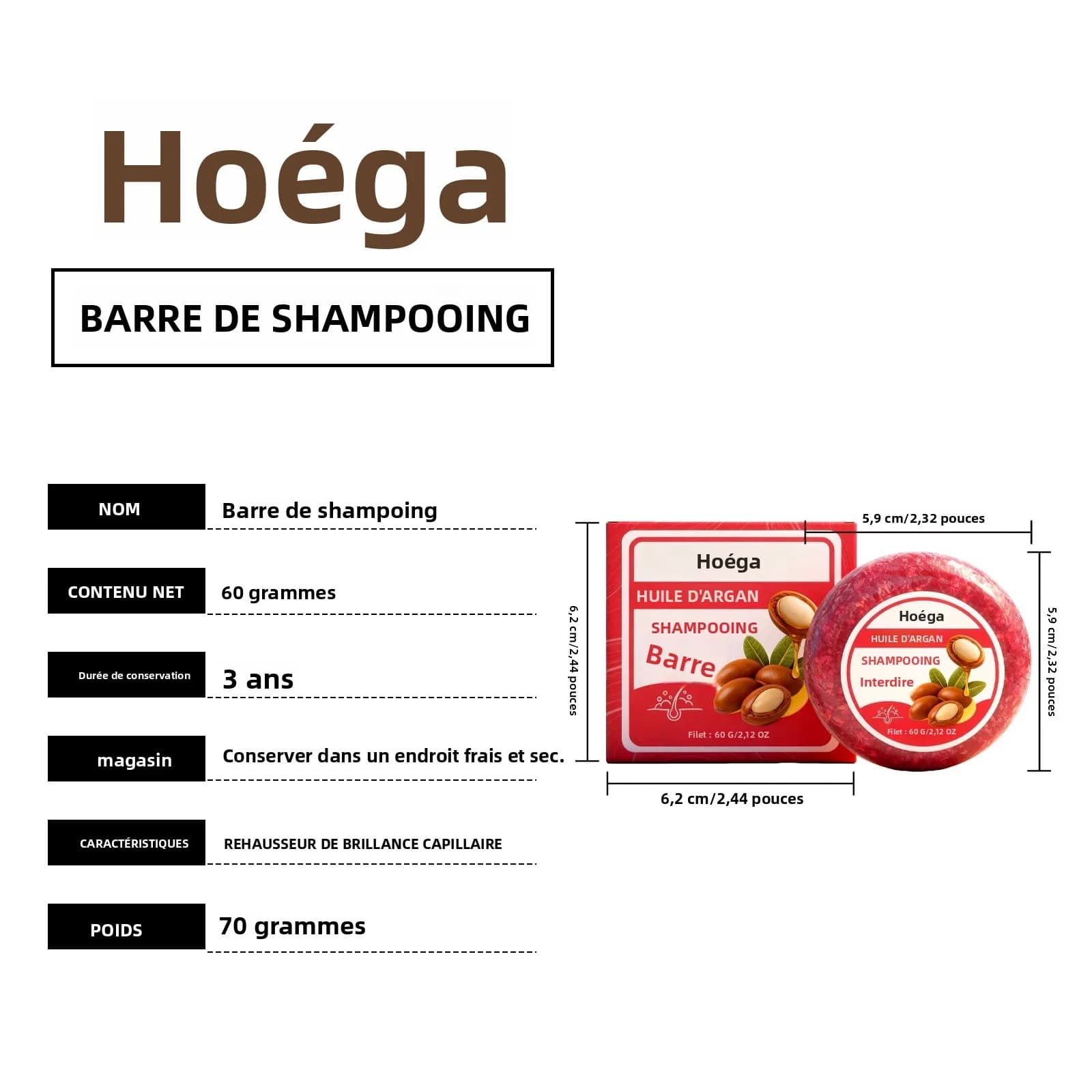 Barre de shampoing solide pour tous les Types de cheveux, huile de ricin, beurre de karité, hydratant, contrôle des frisottis, réparation des extrémités fourchues, soins capillaires amical, 60g