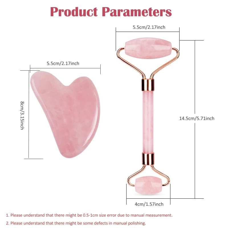 Rouleau de Jade en Quartz Rose naturel + planche à gratter, masseur Facial, rouleau en pierre de Jade Gua Sha, outil de Massage de Lifting du visage, soins de la peau