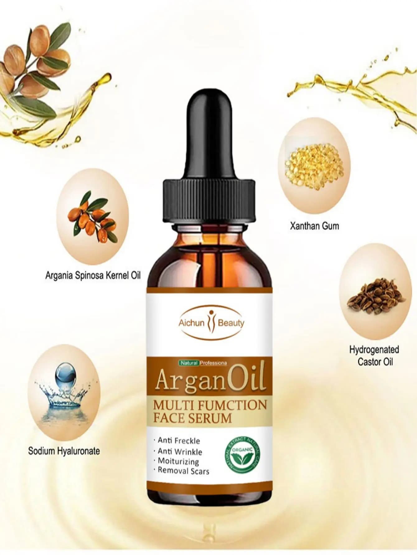 Huile d'arginine multifonctionnelle pour le visage, essence éclaircit et resserre la peau, hydrate la peau et réduit la travaillait té