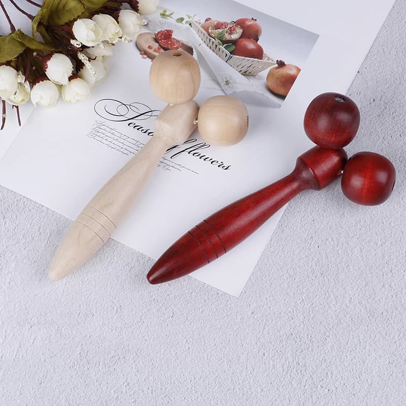 Rouleau de massage facial et oculaire en bois naturel pour la santé, amincissant et relaxant pour le cou