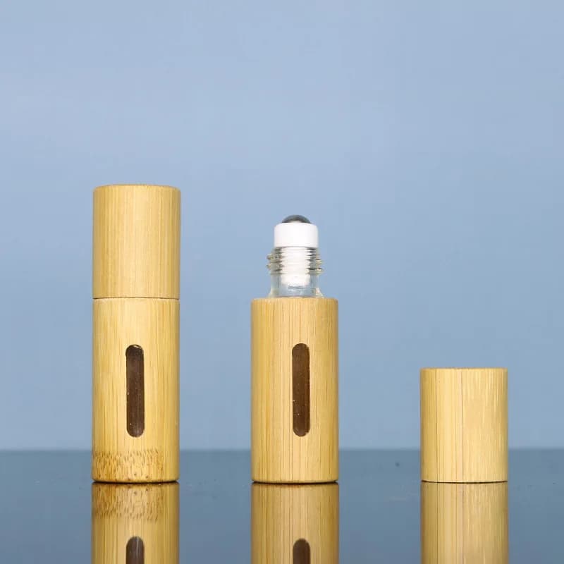 Bouteille fendue d'huile essentielle avec bouchon en bambou naturel, bois Mars, perle de marche, fenêtre, pad-embouteillage de nouilles, rouleau à rouler, 3ml, 5ml, 10ml
