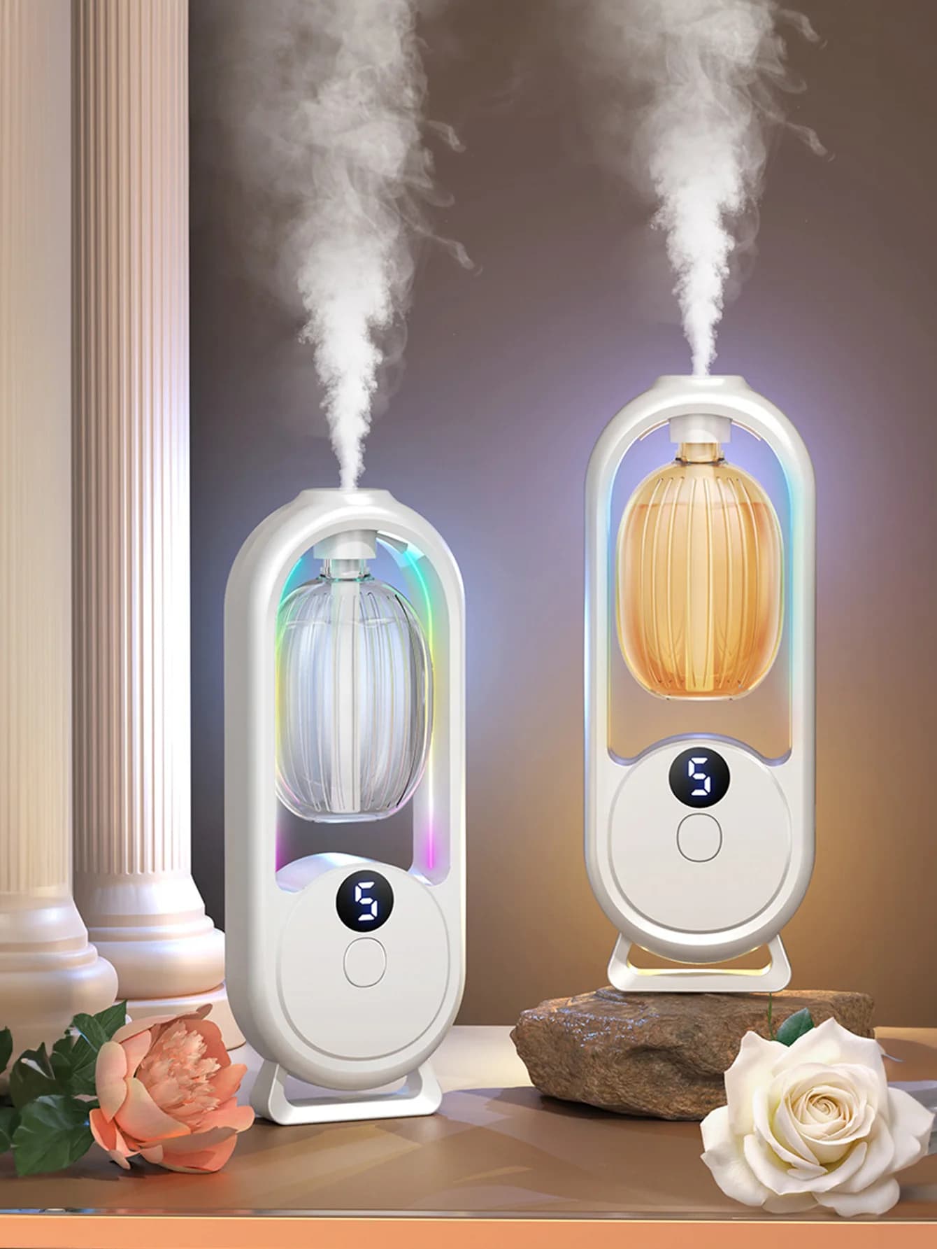 Diffuseur d'aromathérapie portable rechargeable - Machine de thérapie aux huiles essentielles - 6 types d'huiles d'aromathérapie -5 modes de pulvérisation