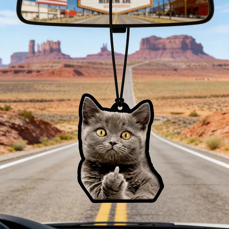 Parfum de voiture neutre Funny Cat Five-Star et désodorisant non toxique | Huiles essentielles naturelles et comprimés parfumés d'aromathérapie (Noroili/Pamplemousse/Cèdre) | Type suspendu et
