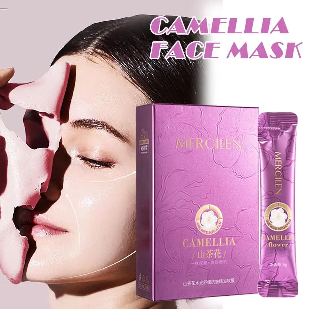 1/2 boîte de masques faciaux de nuit Mercilen Camellia, anti-rides, hydratants, apaisants, à l'huile essentielle, masque doux pour le soin de la peau