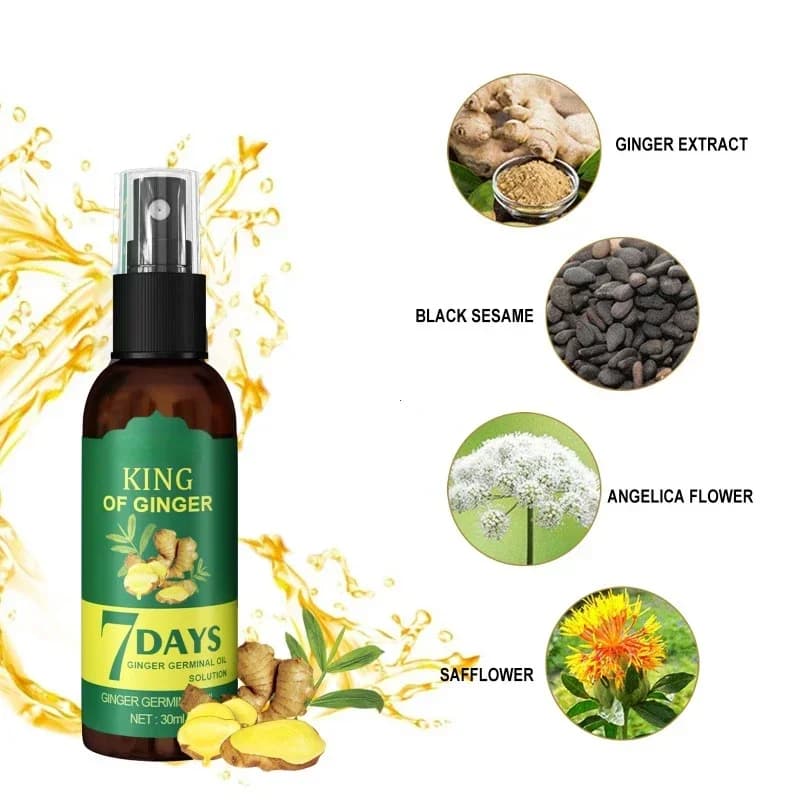 Spray de croissance des cheveux au gingembre, Massage des cheveux, cuir chevelu, renforcement des cheveux denses, prévention de la perte de cheveux, réparation, liquide nourrissant