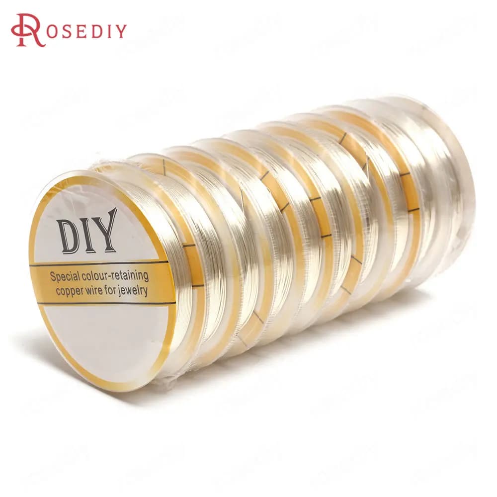 2 rouleaux d'épaisseur 0.2MM ~ 1MM, couleur or 24K, cuivre, forme de fil métallique, fournitures de fabrication de bijoux, accessoires de bricolage