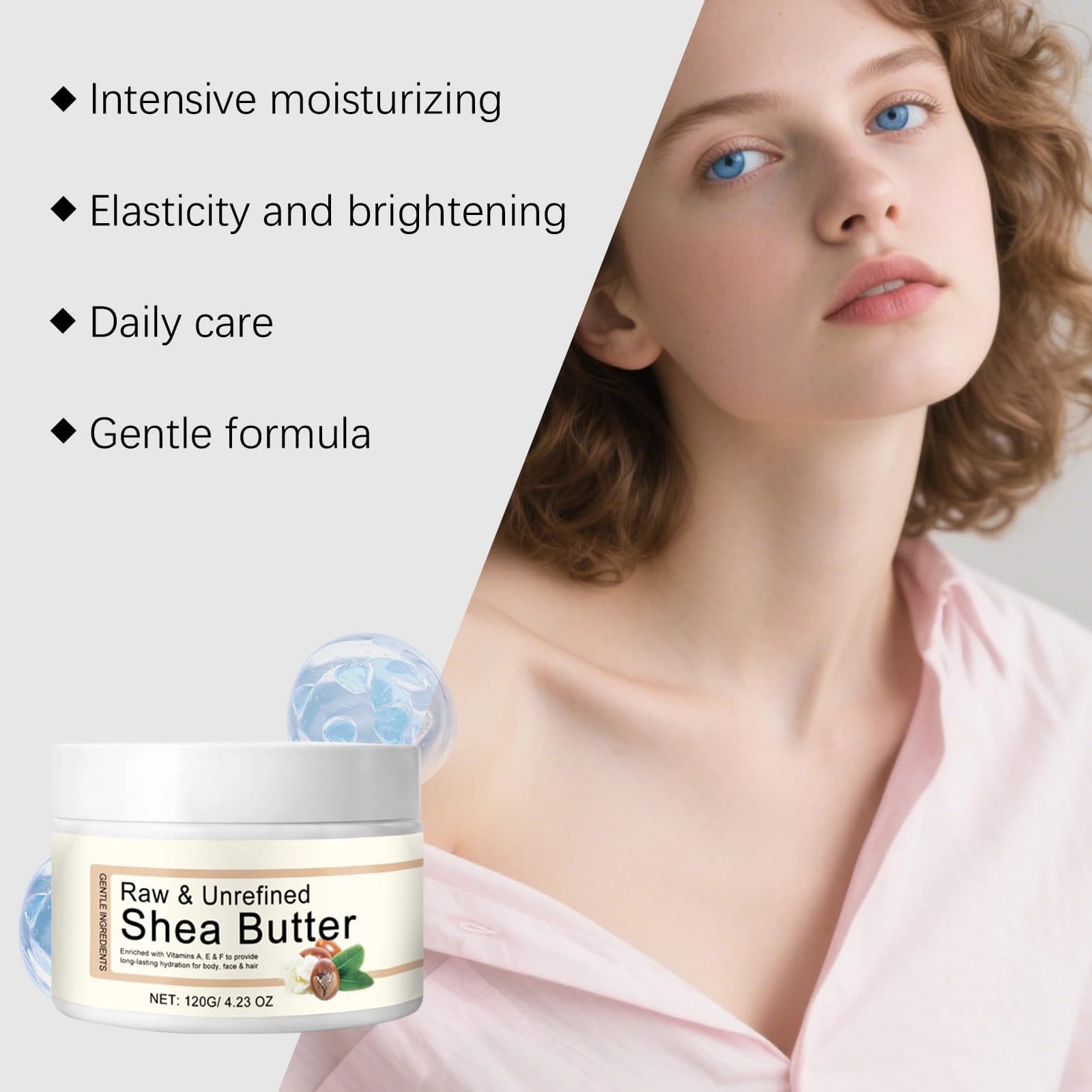 Crème hydratante au beurre de karité, baume multi-usages pour peaux sèches et cheveux, restaure la brillance, augmente l'élasticité de la peau, soin du corps, du visage et des cheveux