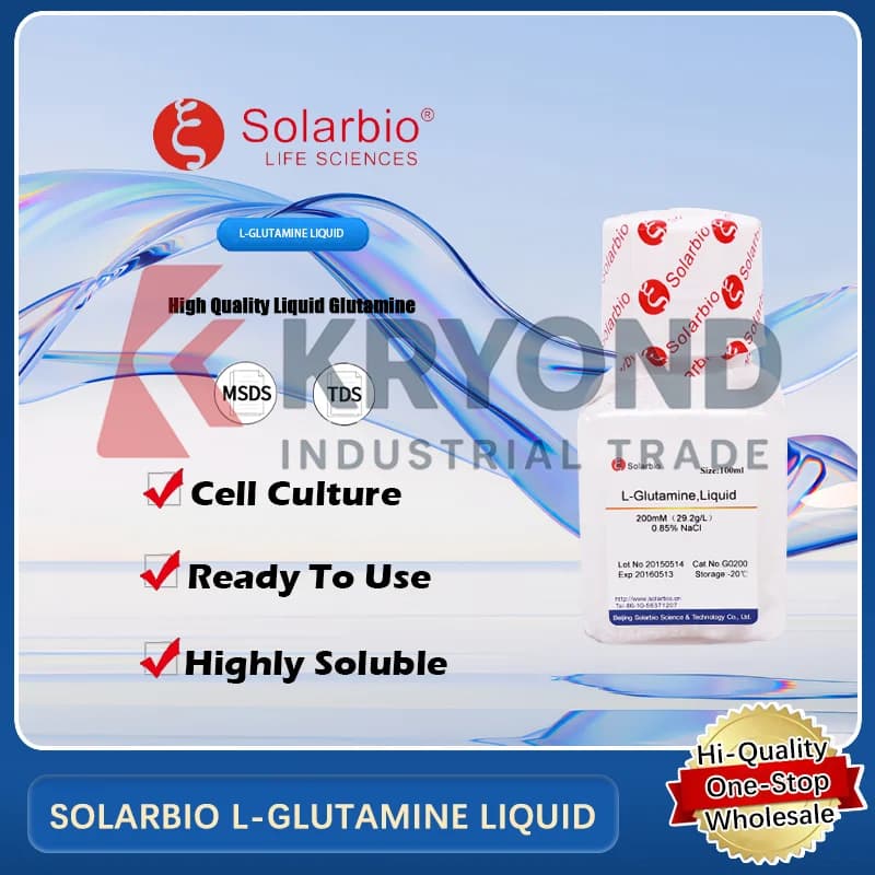 SOLARBIO L-GLUTAMINE LIQUIDE pour applications de culture cellulaire et de recherche biochimique Produit original