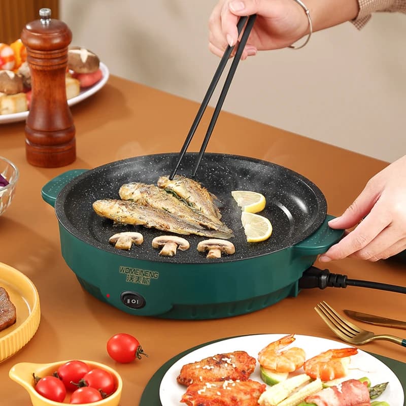 Multicuiseur électrique poêle électrique 220V maison Barbecue Steak frit poisson Omelette poêle antiadhésive Machine de cuisson