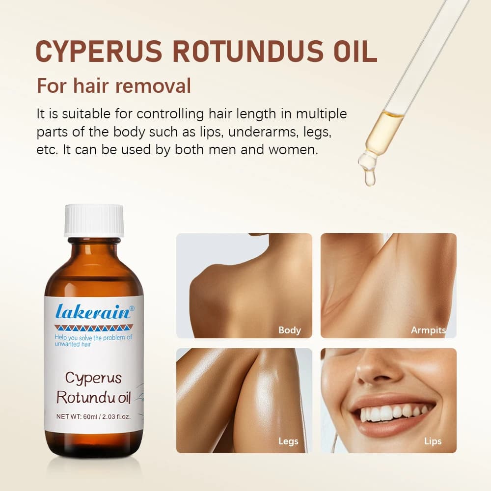 Inhibe la croissance des cheveux 60 ml d'huile de Cyperus Rotundus nourrit les ingrédients de la peau sont en toute
