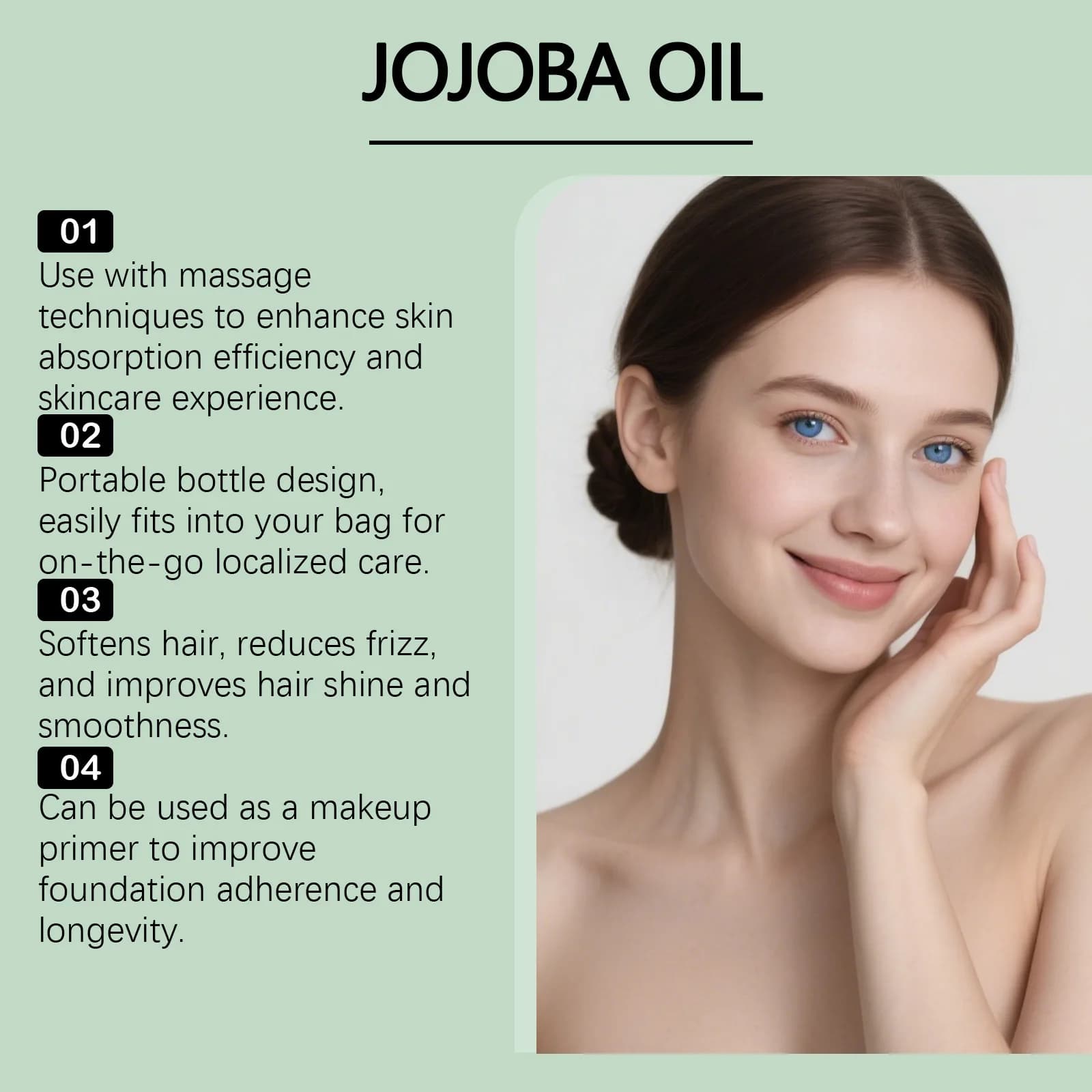 Huile de Jojoba 100% pure biologique pressée à froid, huile de massage corporelle naturelle, hydratante, anti-dessèchement, soin de la peau pour le visage, les cheveux et les ongles