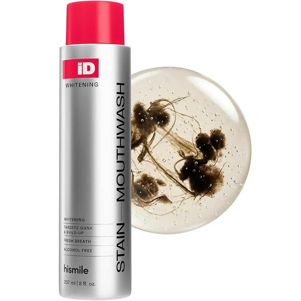 Hismile ID Bain de bouche blanchissant, haleine fraîche douce, élimine les taches de plaque, sans danger pour l'émail, sans sensibilité, soin buccal à domicile