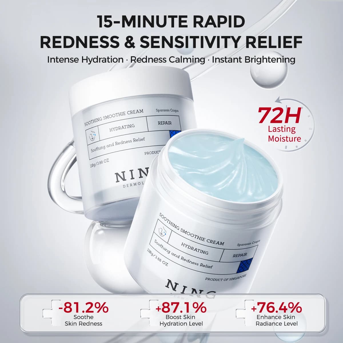 Crème Gel Rafraîchissante Après-Soleil – Hydratant Apaisant avec Probiotiques + Céramide, Soin Équilibrant le Sébum