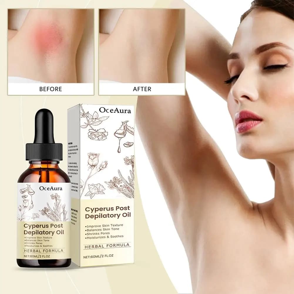Huile Essentielle Naturelle de Cyperus Rotundus 60ml pour l'Épilation, Hydratante, Apaisante, Réductrice de Poils Corporels, Indolore Après l'Épilation