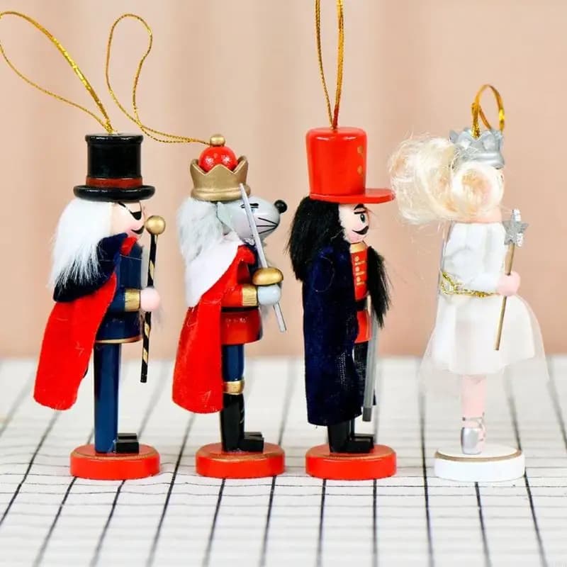 Ensemble 4 décorations casse-noisettes vacances 13 Soldats en bois avec thème garde souris 87ha
