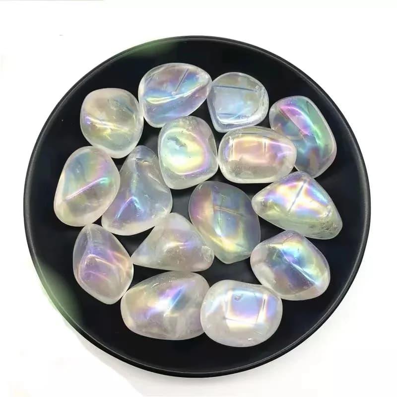 Pierre de cristal naturel roulée en vrac, gravier de quartz Aura, guérison Reiki, galvanoplastie polie, décor d'aquarium à la maison, ange