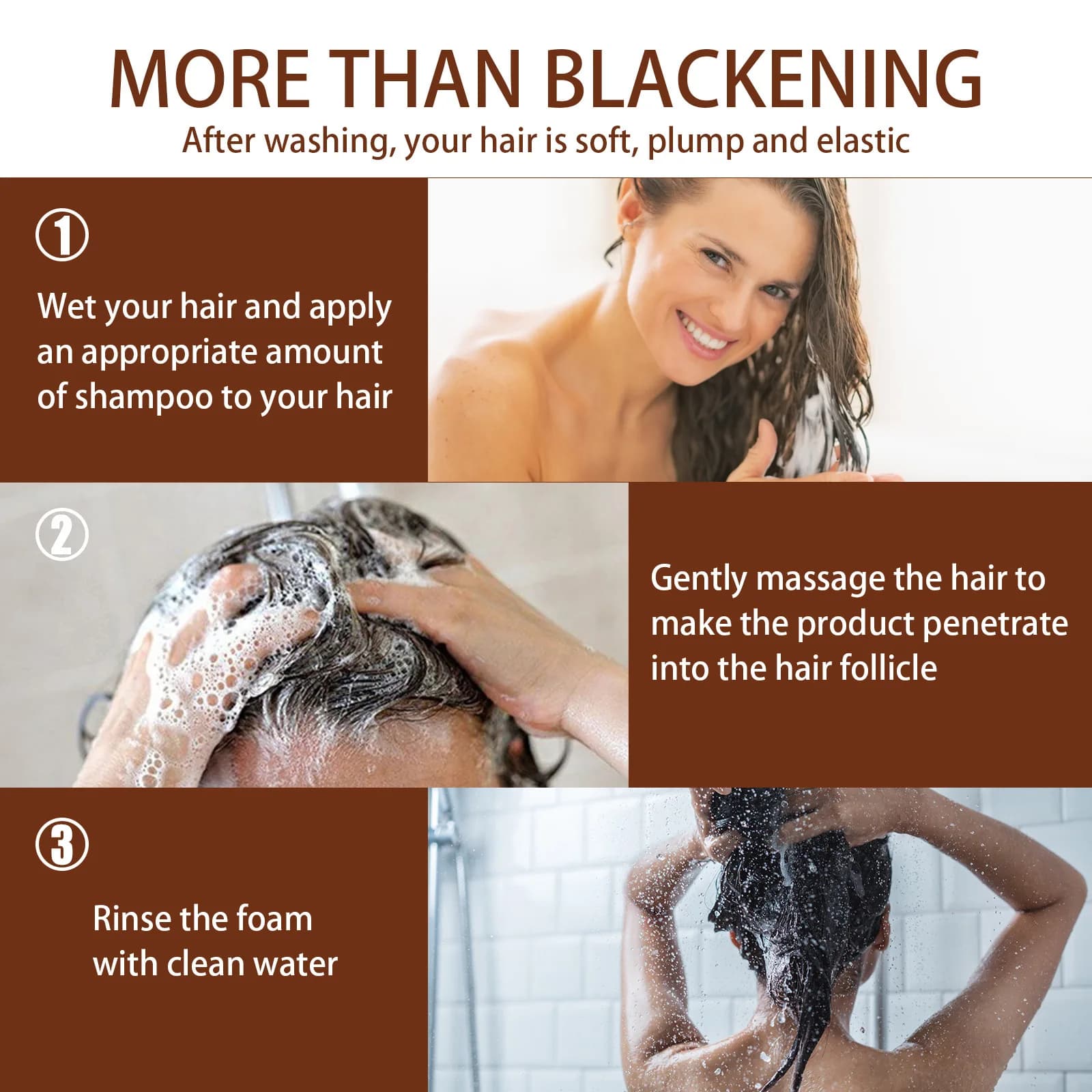 Shampooing Traitant Cheveux Gris Naturels et Blancs, Teinture Anti-Gris du Blanc au Noir, Anti-Chute, Nourrissant, Produits de Soin Capillaire pour Hommes et Femmes