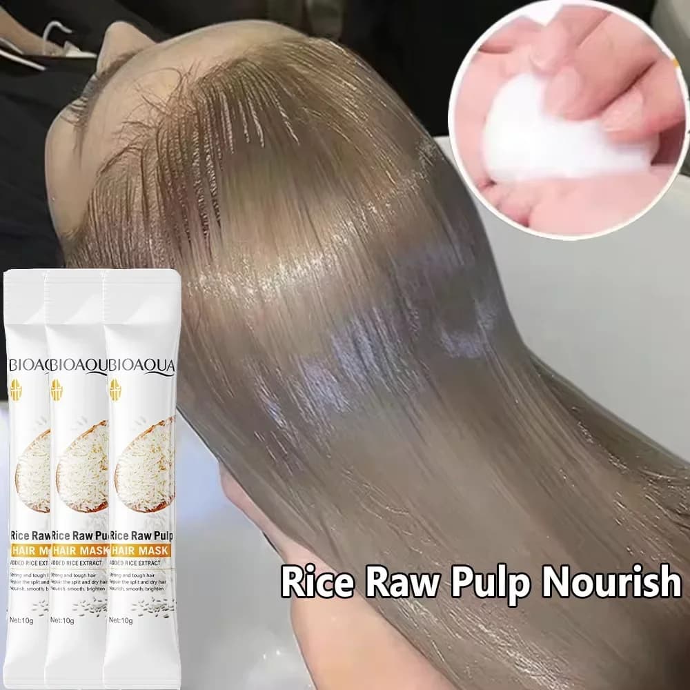 Masque capillaire à la kératine, réparation rapide des cheveux crépus endommagés, doux, lisse et brillant, Nutrition du riz, hydratant, nourrissant, après-shampooing