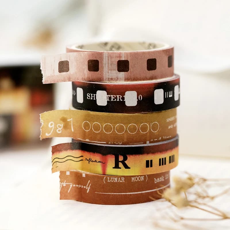 Yoofun-Ruban de masquage Washi, licence de scrapbooking, bricolage, décoration de journal, emballage cadeau, 5 rouleaux, 03Life
