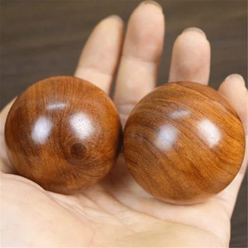 Ensemble de 2 balles roulantes en bois, conçues pour l'exercice et le massage, pour soulager le stress et exercer les mains