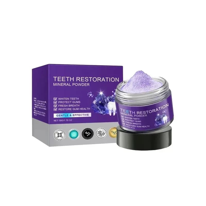 Poudre Minérale Violette pour la Restauration Dentaire – Éclaircissante, Blanchissante, Sûre pour l'Émail – Poudre Dentifrice Renforçante pour les Dents, Répare le Tartre et les Gencives