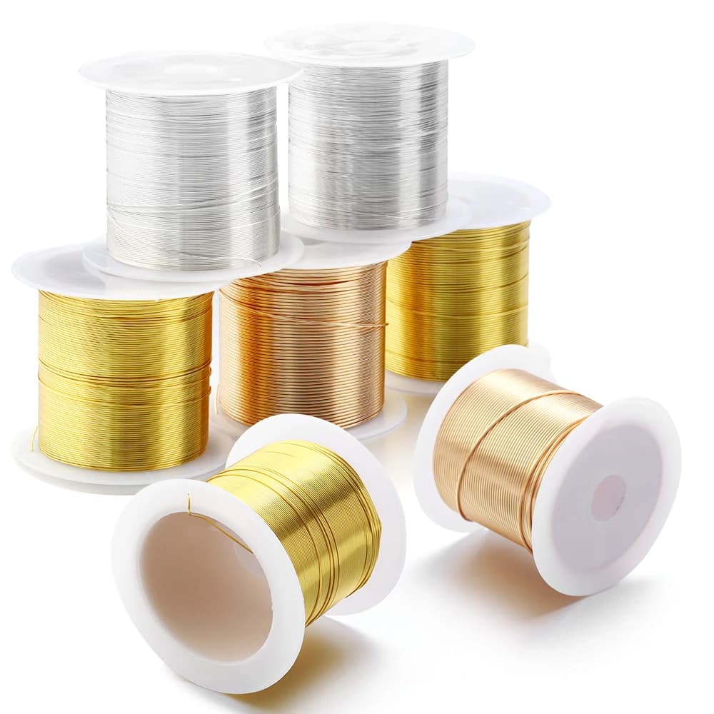 Fil de cuivre couleur or 15-100M/rouleau, pour bricolage, fournitures de fabrication de bijoux faits à la main, accessoires de bijoux, matériaux de perles, vente en gros