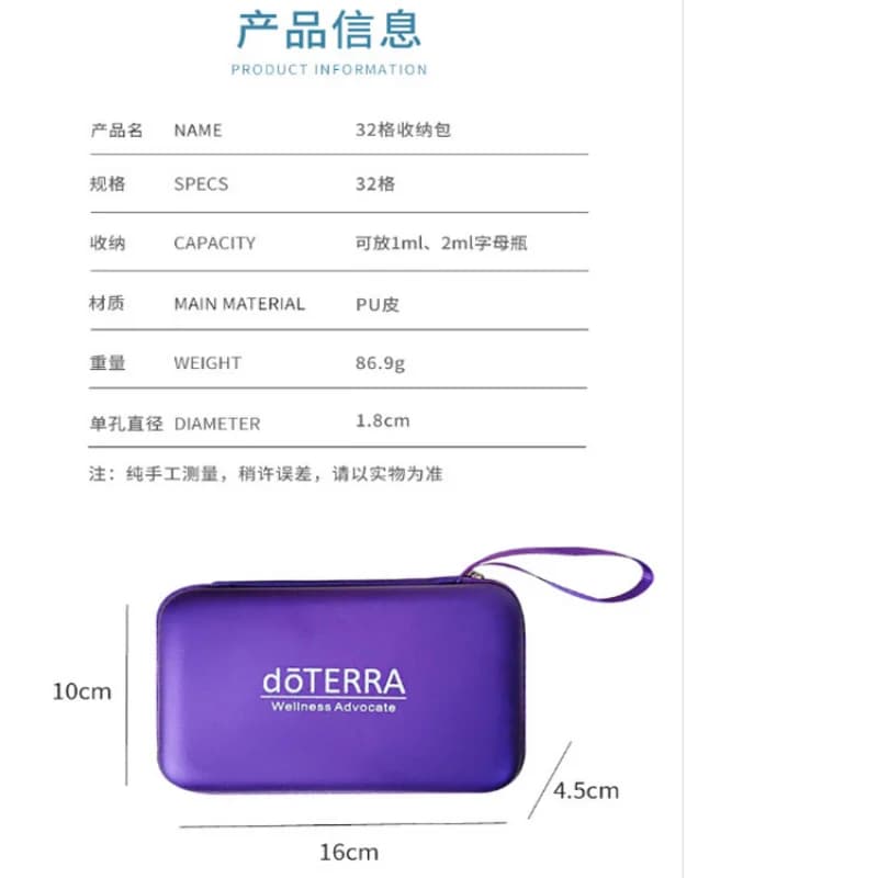 Mallette de rangement d'huiles essentielles pour DoTERRA, 32 emplacements, sac de rangement de bouteilles d'huile essentielle de 1 à 3ML, organisateur suspendu de parfum de voyage