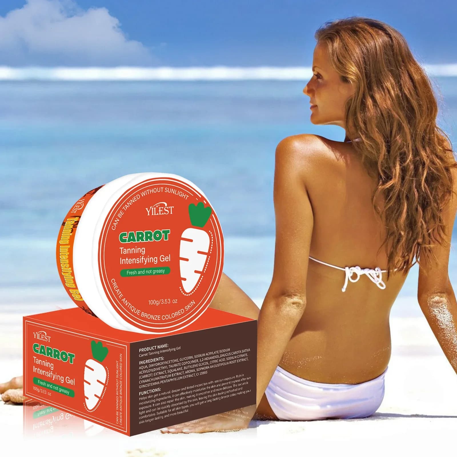 YILEST Crème Bronzante Carotte Obtenez une lueur des besées au soleil sans la lumière
