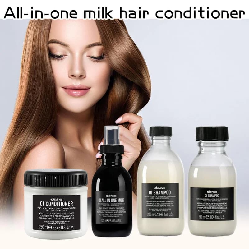 Coffret de soins capillaires Davines OI Series, enrichi à l'huile de Roucou, duo shampoing et après-shampoing, réparation nourrissante en profondeur, lait tout-en-un