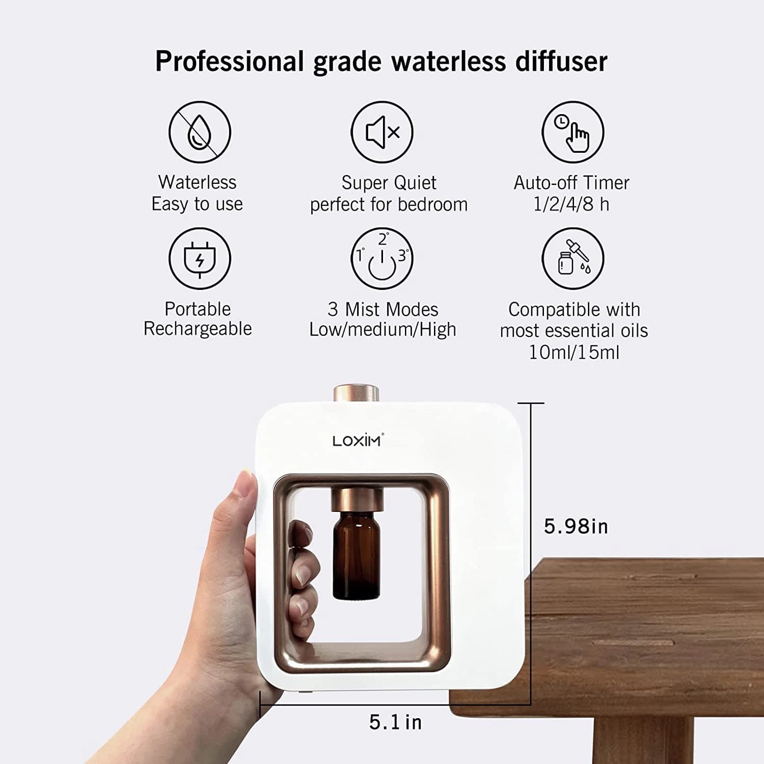 Diffuseur d'arôme nébulisant pour château essentiel, machine d'aromathérapie, sans eau, sans chaleur, super silencieux, portable, blanc