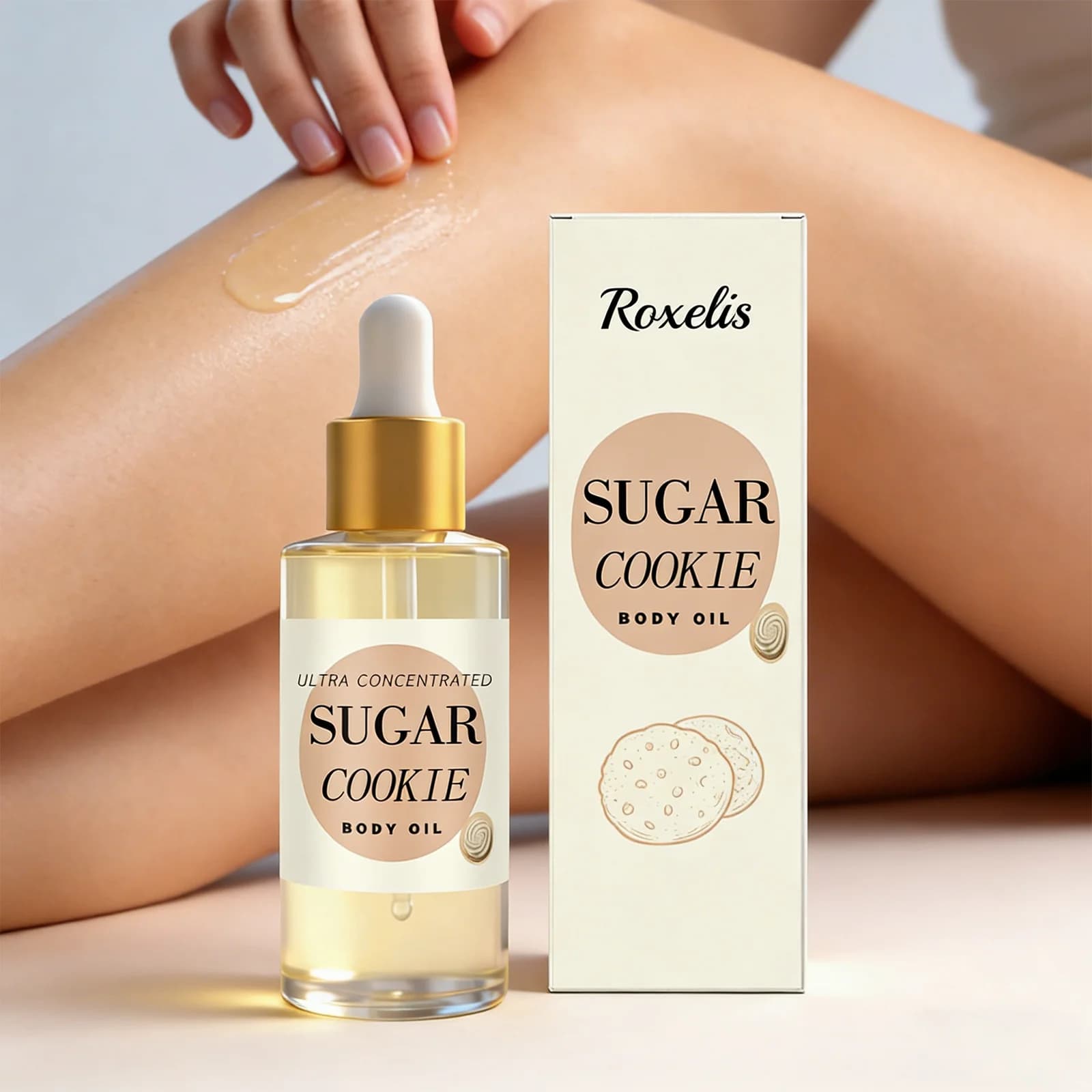 Huile Corporelle Hydratante et Réparatrice Parfum Biscuit Sucré – Solution Peau Sèche – Luxe Longue Durée – Célébration Glamour