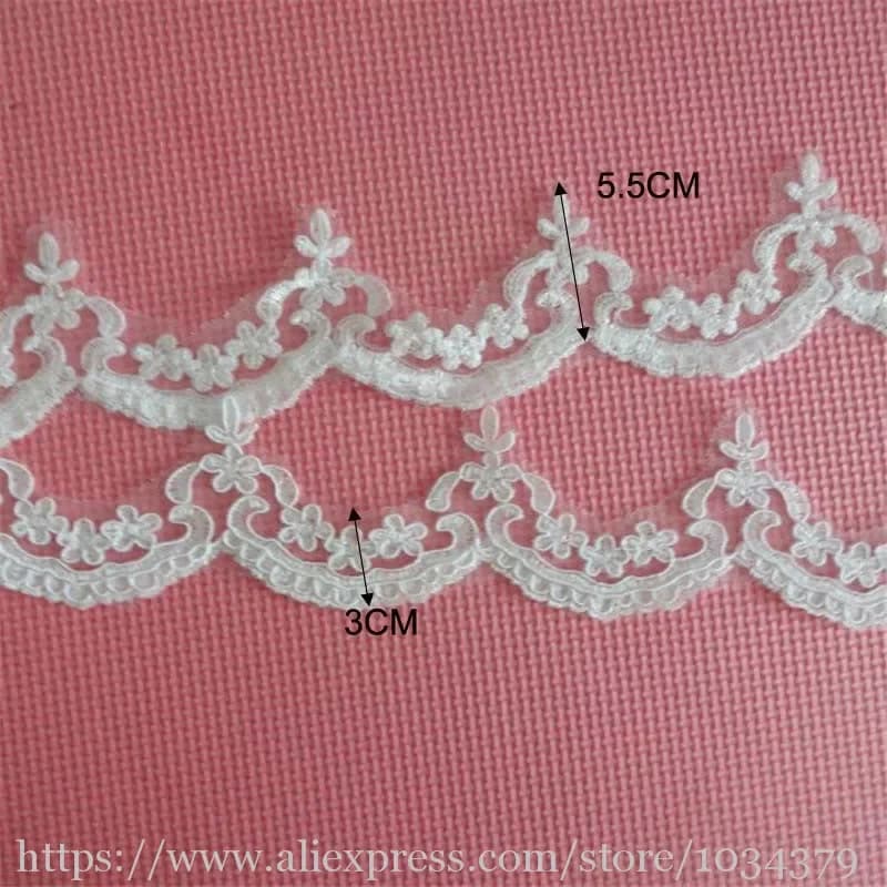 Tissu Délicat en Dentelle Ivoire/Blanc de 2 Mètres, 55mm, Fleur, Venise, Applique, Couture Artisanale, LW0284