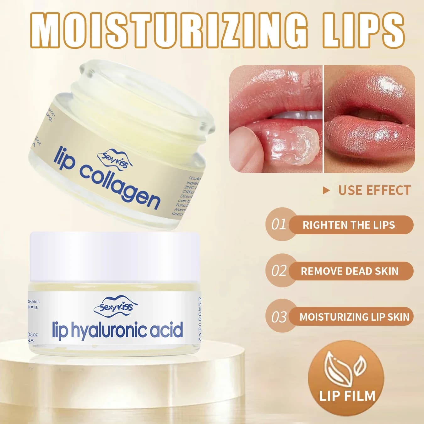 Masque pour les lèvres au collagène à l'acide hyaluronique