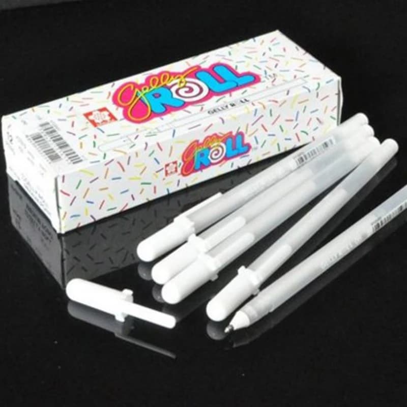 Sakura Gelly rouleau Gel stylo couleur blanche 0.5mm 0.8mm 1.0mm haute lumière Marke stylo noir carton Art peinture stylo blanc ligne stylos