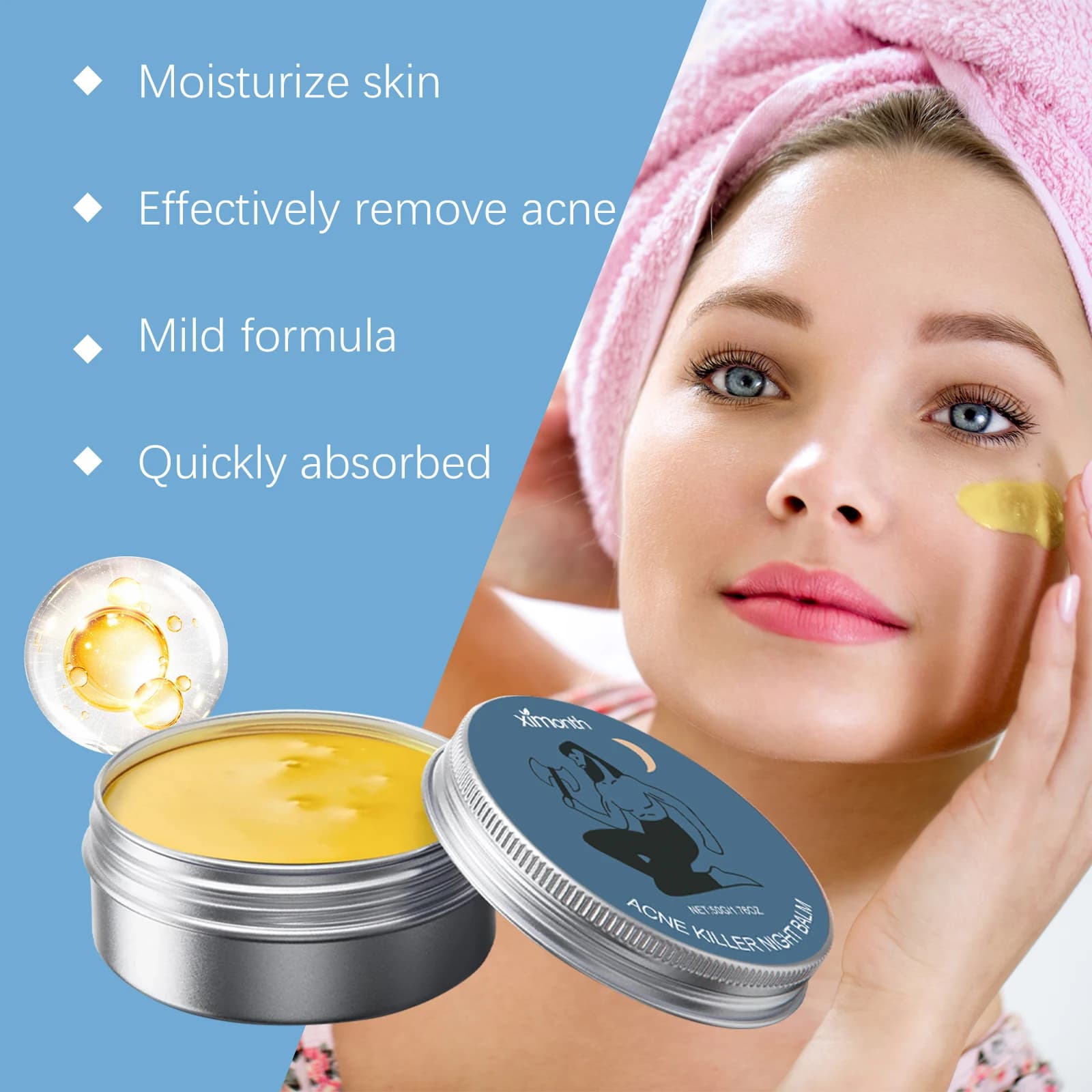 Crème pour le visage pour l'élimination de l'acné, équilibre en douceur, huile rafraîchissante, soins pour la peau, rétrécit les Pores, contrôle du sébum, crème hydratante Anti-acné