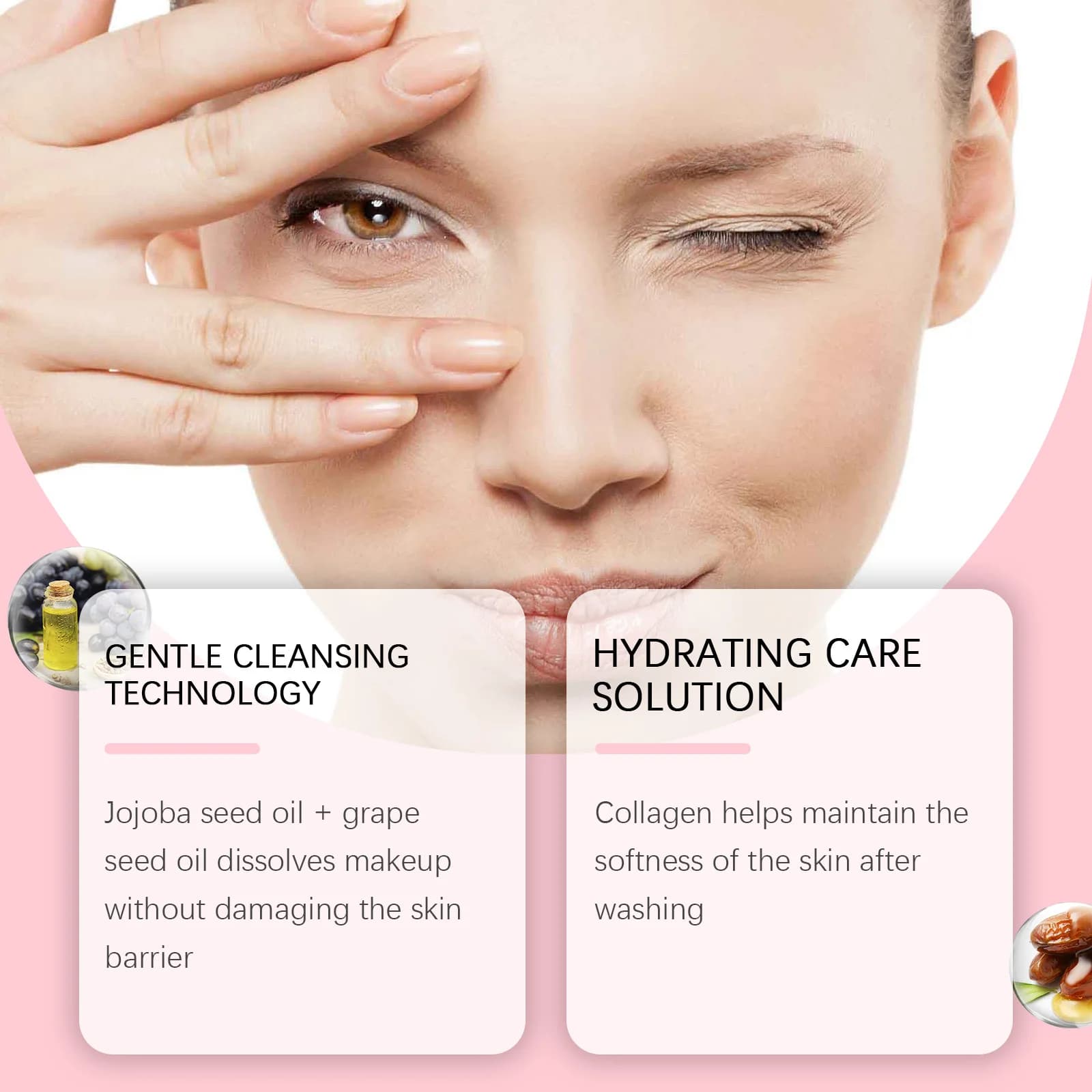 Huile nettoyante au collagène démaquillant nettoyage en profondeur des Pores Exfoliation dissoudre crème solaire points noirs rafraîchir huile démaquillante